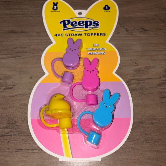 Peeps Other - 🆕💜 Peeps Bunny Straw Toppers Set NWT Easter Cup Accessories